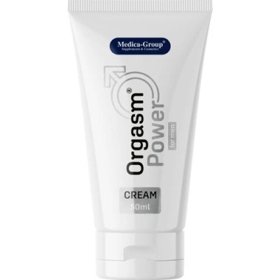Frasco branco de creme Orgasm Power for men 50mL da Medica-Group