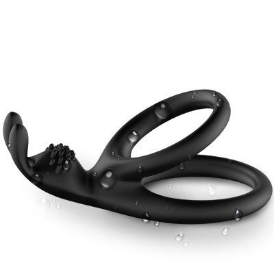 anel duplo preto de silicone com textura