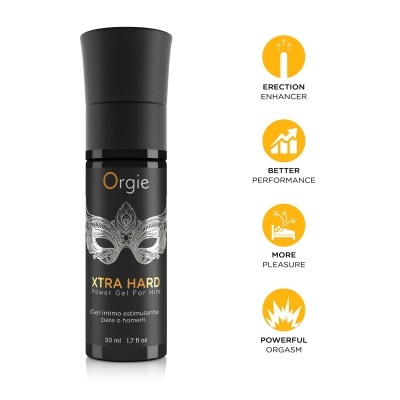 Frasco preto do gel íntimo Orgie XTRA HARD para homem
