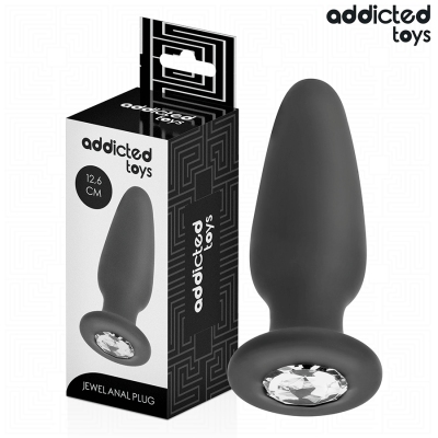 Plug anal preto com base circular e cristal decorativo da marca addicted toys