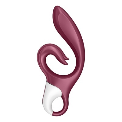 Vibrador anatómico cor vinho com detalhes brancos