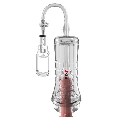 Bomba de vácuo transparente com tubo flexível e detalhe interno rosa
