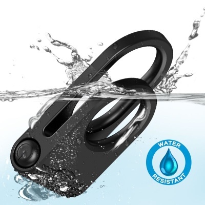 Clipe preto resistente à água com salpicos de água e selo WATER RESISTANT