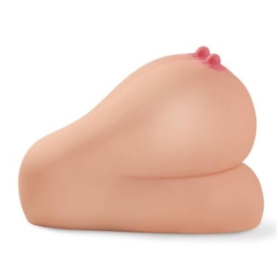 Simulador de torso humano em silicone cor de pele com seios e mamilos rosa