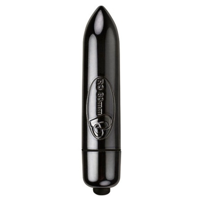 Vibrador preto cilíndrico com botão e texto B Swish