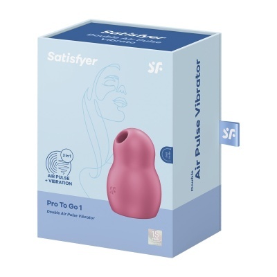 Embalagem azul clara de vibrador Satisfyer Pro To Go 1 rosa.