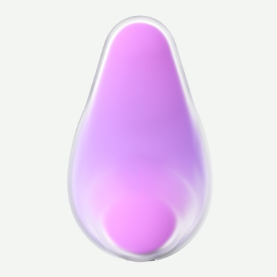 Forma oval translúcida lilás com gradiente para rosa sobre fundo branco