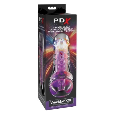Embalagem de masturbador transparente com luzes LED, marca PDX ELITE X