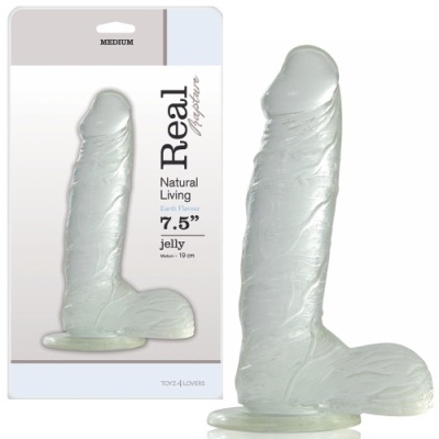 Brinquedo sexual transparente em gelatina com embalagem branca