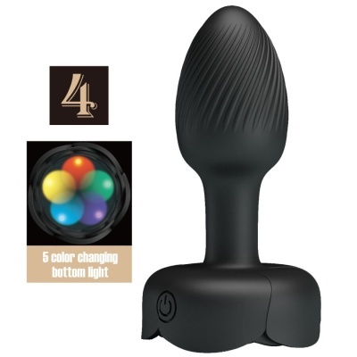 Plug preto com textura ondulada e luz inferior de 5 cores