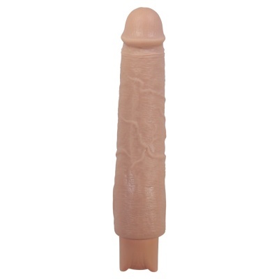 Vibrador realista de cor pele com textura de veias em fundo branco