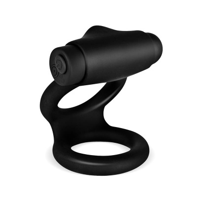 anel preto de silicone com bateria e botões para ligar/desligar