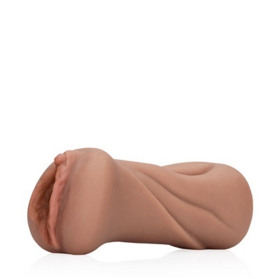 Brinquedo adulto em silicone cor pele sobre fundo branco