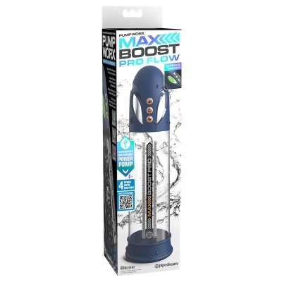 Bomba recarregável Pump Worx Maxx Boost Pro Flow azul e transparente com embalagem