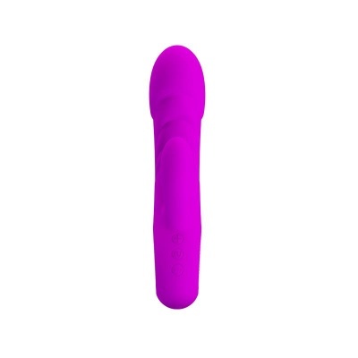 Vibrador rosa vivo em silicone com botões de controlo