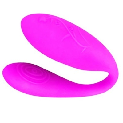 Vibrador curvado cor rosa em silicone com botões embutidos