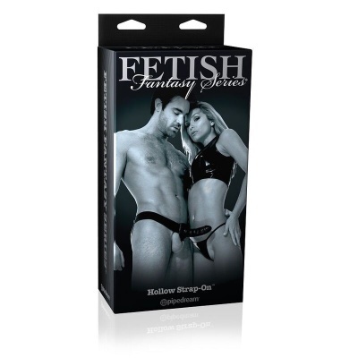 Embalagem Fetish Fantasy Series com casal e texto Hollow Strap-On