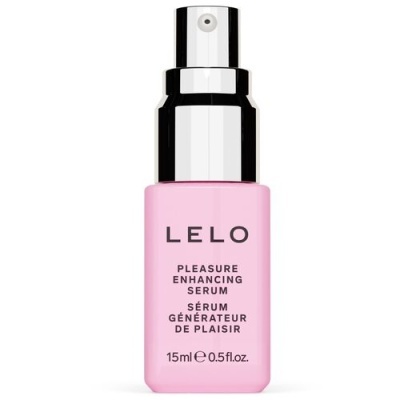 Frasco rosa de sérum LELO com tampa prateada