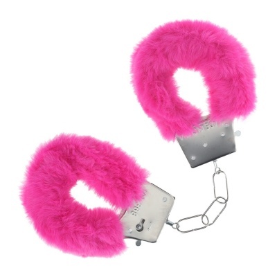 Algemas com pelúcia rosa brilhante
