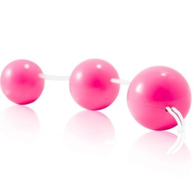 Bolinha vaginal com três esferas rosas e fio branco