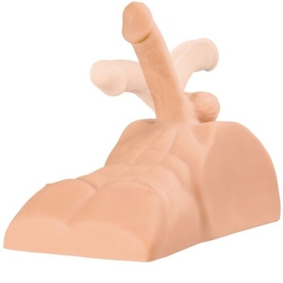 Produto torso masculino com pénis ereto móvel em silicone