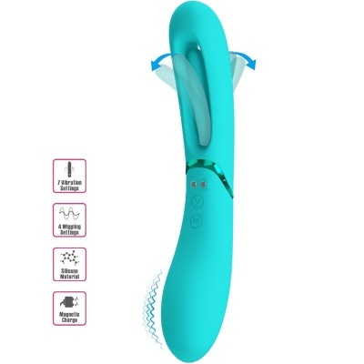 Vibrador azul em silicone com funções e botões