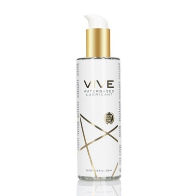 Frasco de lubricant VIVE à base de água com doseador dourado