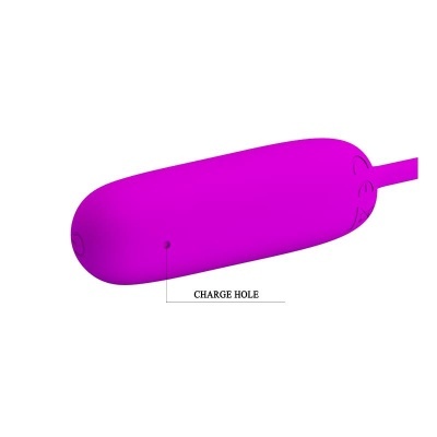 Produto cilíndrico roxo com indicação do buraco de carregamento