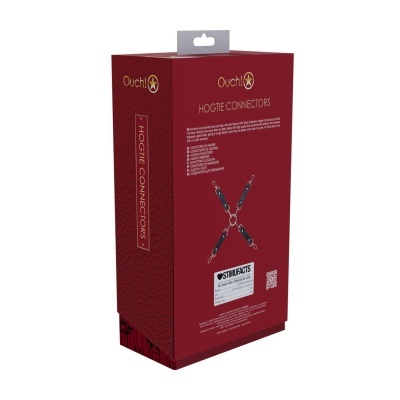 Embalagem vermelha HOGTIE CONNECTORS marca Ouch! com conector em X ilustrado