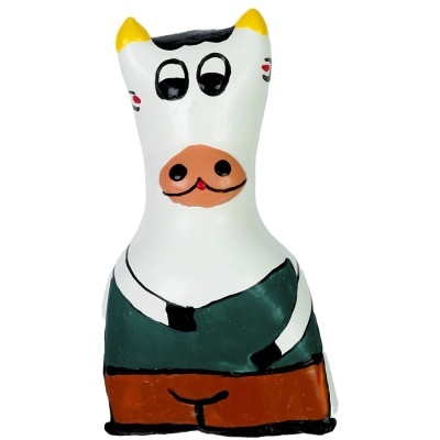 Figura cerâmica decorativa de vaca pintada à mão