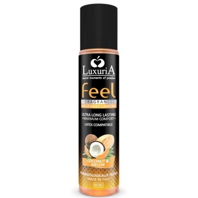 Frasco de lubrificante à base de água Luxuria Feel coco e melão
