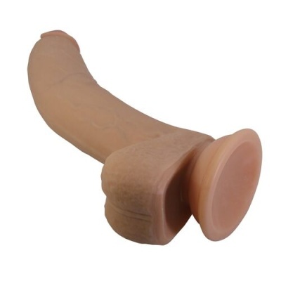 Prótese peniana de silicone cor de pele com base alargada