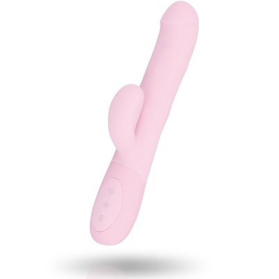 Vibrador rosa de silicone com controlo na base