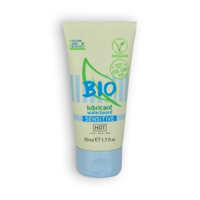 Tubo de lubrificante à base de água BIO para pele sensível com selo vegan e embalagem ecológica