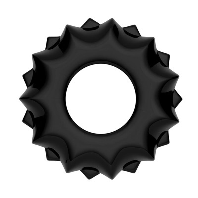 anel preto ondulado com orifício circular central