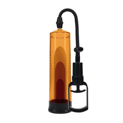 Bomba manual âmbar com tubo flexível e manípulo preto