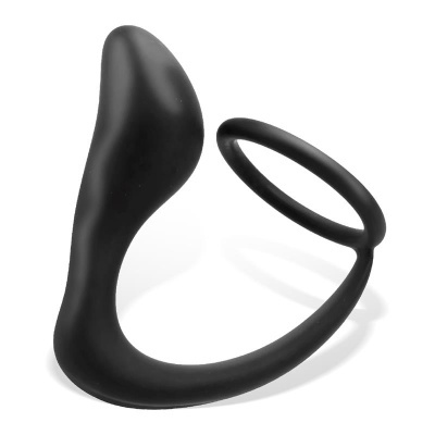 Anel preto de silicone com forma curva e lisa