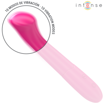 Vibrador rosa com 10 modos de vibração e botão de ligar
