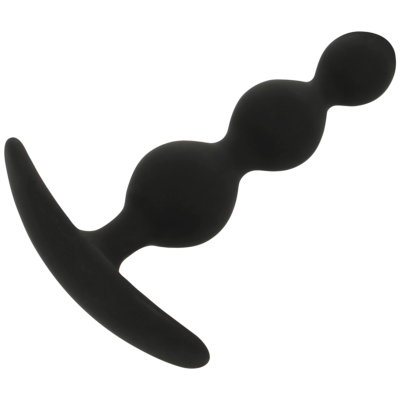Plug anal preto com três esferas e base larga