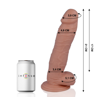 Dildo realista cor pele com ventosa e lata com texto intenso