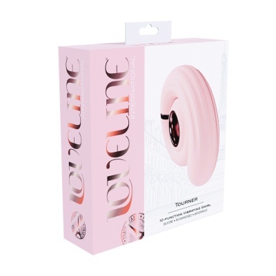 Caixa rosa com produto em silicone cor-de-rosa e texto promocional