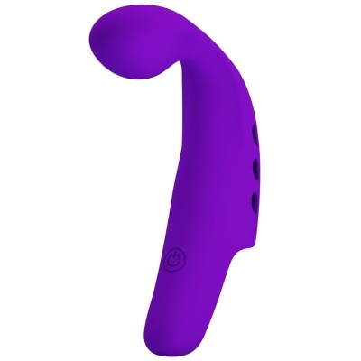 Vibrador curvo roxo com botão de ligar