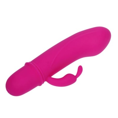 Vibrador cor-de-rosa de silicone com estimulador extra