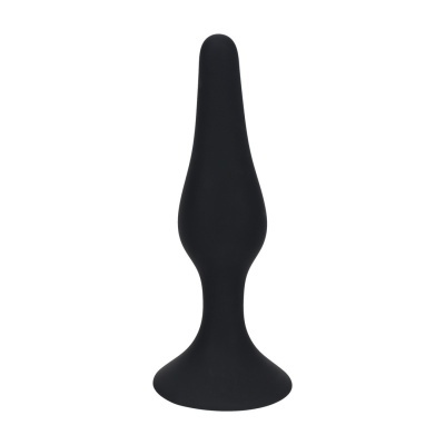Plug anal preto com base larga em fundo branco