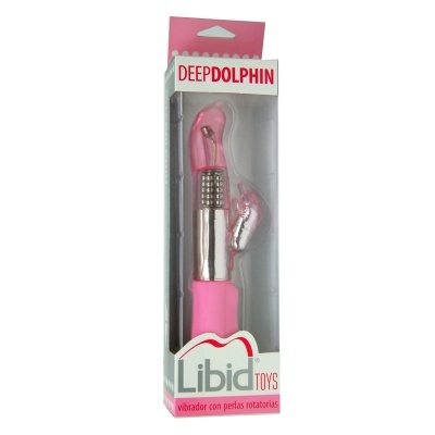 Embalagem de vibrador rosa com contas rotativas