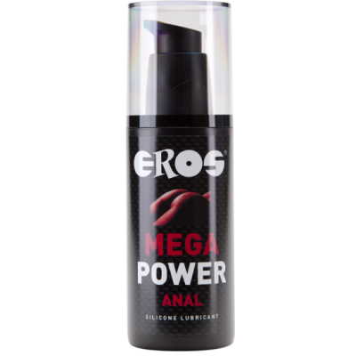 Frasco de lubrificante EROS Mega Power Anal preto com tampa transparente
