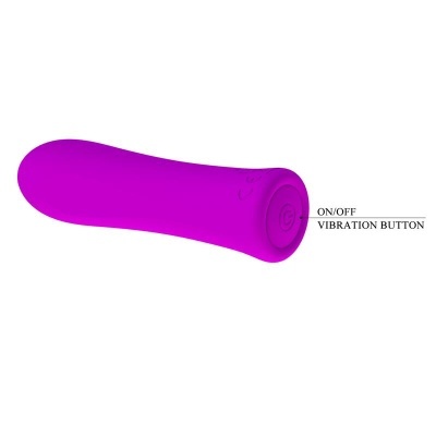 Vibrador roxo em silicone com botão ON/OFF