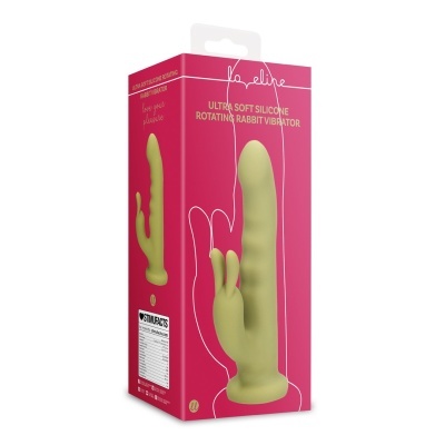Embalagem rosa com vibrador coelho verde claro de silicone