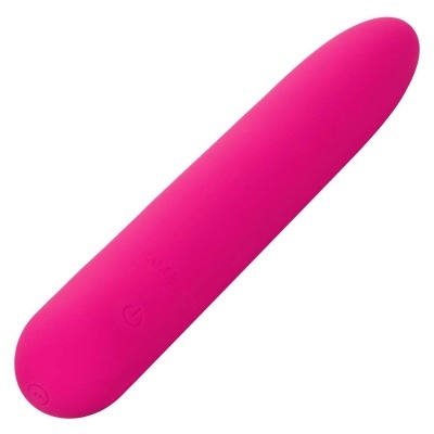 vibrador cilíndrico rosa forte com botões de controlo