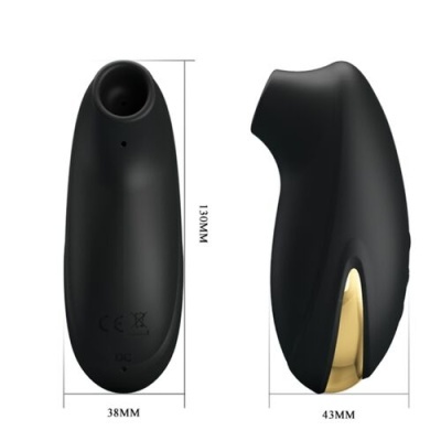 Dispositivo preto e dourado, 130MM x 38MM x 43MM, formato ergonómico